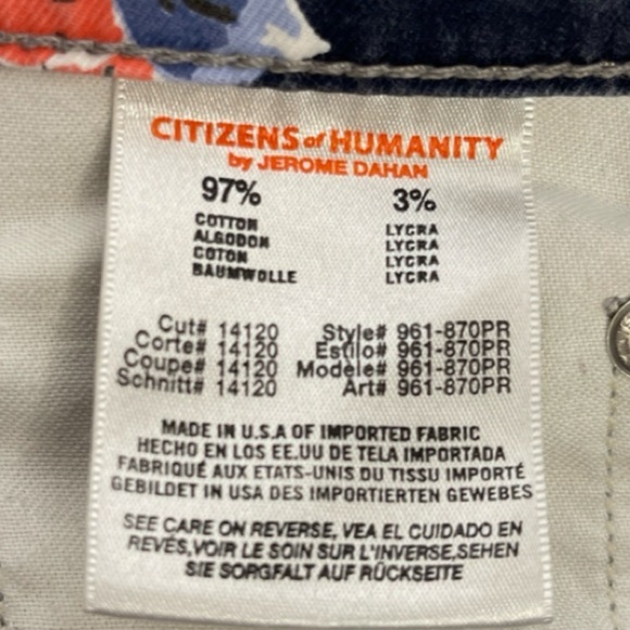 CITIZENS OF HUMANITY FLORAL HIGH RISE CUT-OFF SIZE 28 DENIM SHORTS FESTIVAL BOHO - Picture 13 of 15